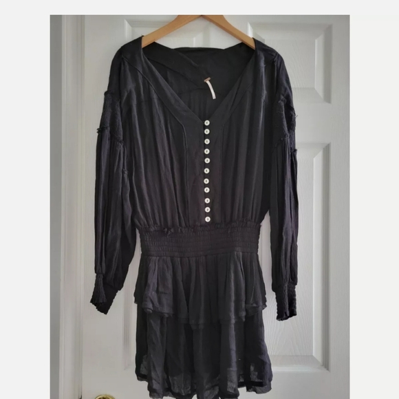 Free People Romy Crinkly Mini Dress Fr Endless Summer Sz.Xs Black - Picture 3 of 7